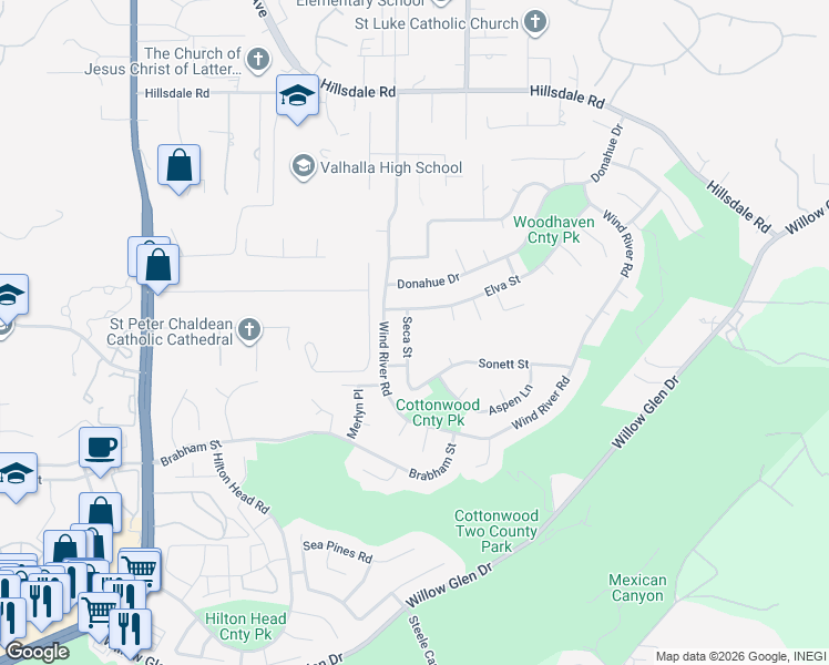 map of restaurants, bars, coffee shops, grocery stores, and more near 2022 Seca Street in El Cajon