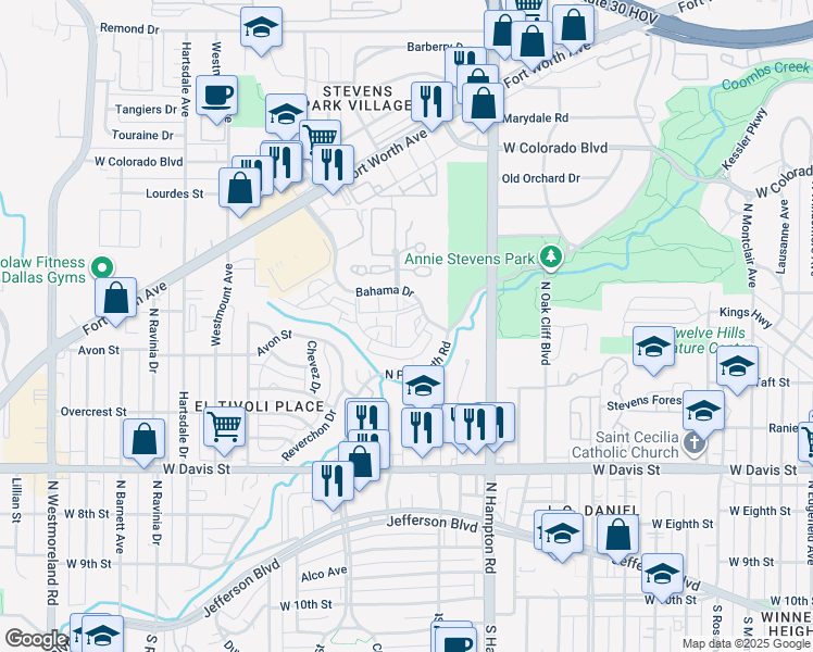 map of restaurants, bars, coffee shops, grocery stores, and more near 2518 Alpaca Pass in Dallas