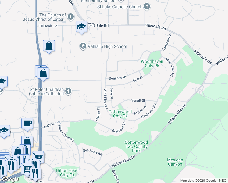 map of restaurants, bars, coffee shops, grocery stores, and more near 2022 Seca Street in El Cajon