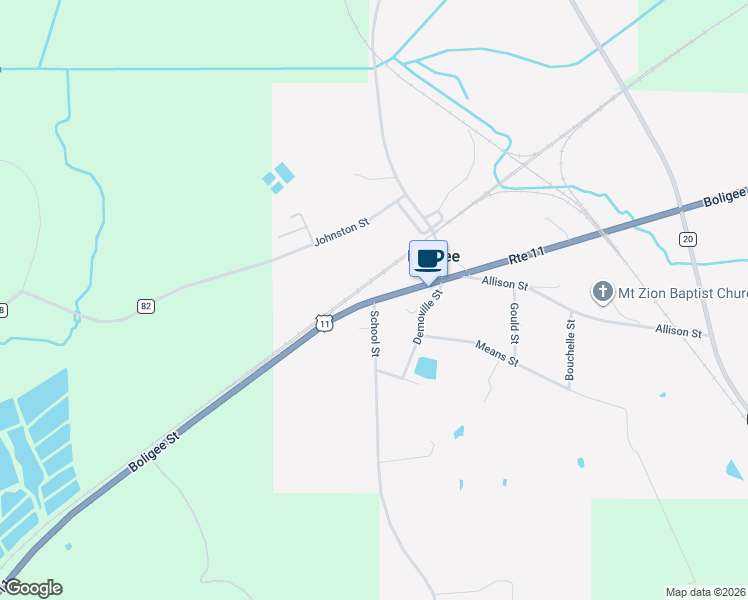 map of restaurants, bars, coffee shops, grocery stores, and more near Boligee Street in Boligee