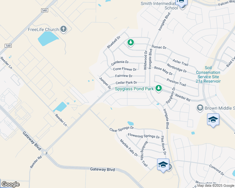 map of restaurants, bars, coffee shops, grocery stores, and more near 4122 Perch Drive in Heath