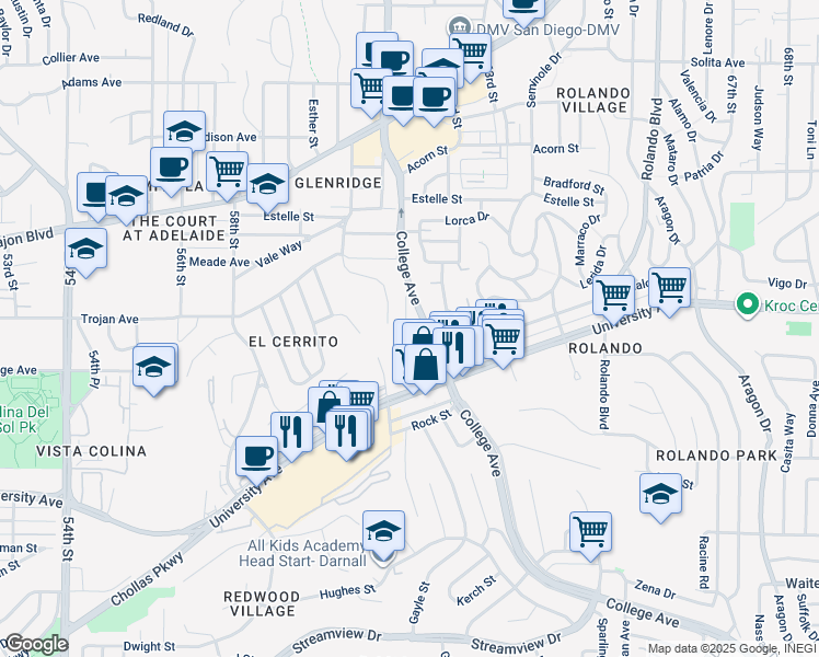 map of restaurants, bars, coffee shops, grocery stores, and more near 4259 View Place in San Diego