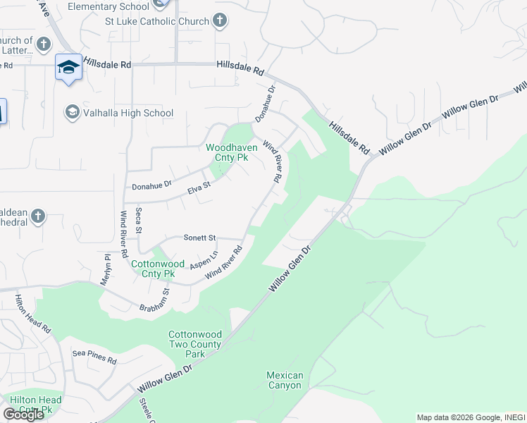 map of restaurants, bars, coffee shops, grocery stores, and more near 2530 Wind River Road in El Cajon