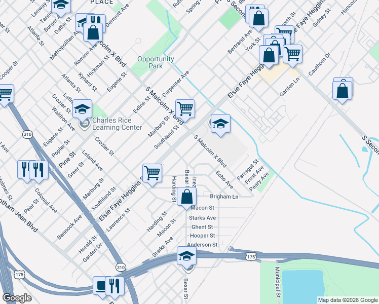 map of restaurants, bars, coffee shops, grocery stores, and more near 2707 Maurine F. Bailey Way in Dallas
