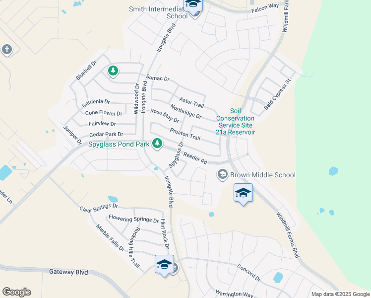 map of restaurants, bars, coffee shops, grocery stores, and more near 2028 Preston Trail in Forney