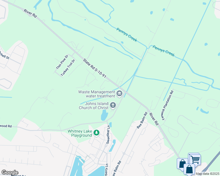 map of restaurants, bars, coffee shops, grocery stores, and more near 1464 River Road in Johns Island