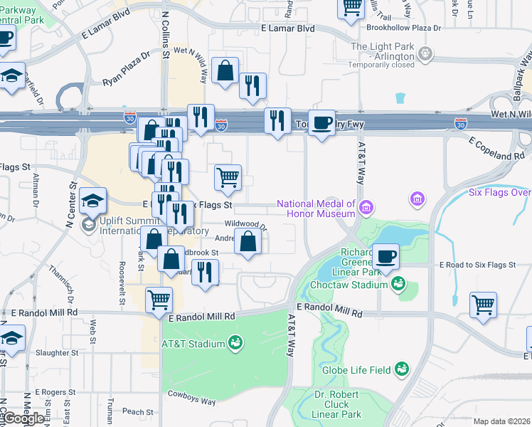 map of restaurants, bars, coffee shops, grocery stores, and more near 1211 Beaconsfield Lane in Arlington