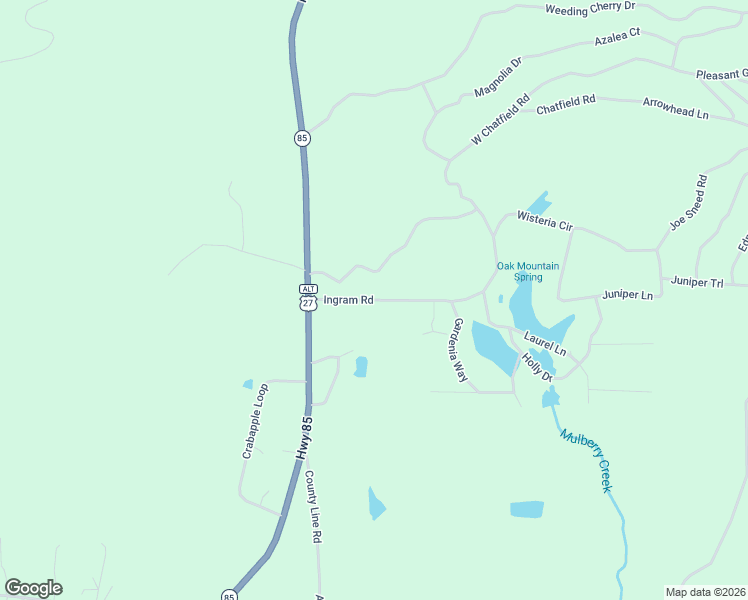 map of restaurants, bars, coffee shops, grocery stores, and more near 165 Ingram Road in Waverly Hall