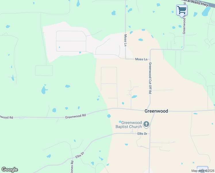 map of restaurants, bars, coffee shops, grocery stores, and more near 3680 Greenwood Road in Weatherford