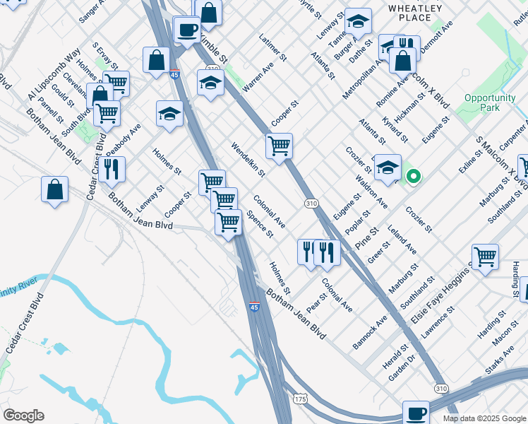 map of restaurants, bars, coffee shops, grocery stores, and more near 3735 Colonial Avenue in Dallas