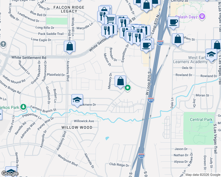 map of restaurants, bars, coffee shops, grocery stores, and more near 9640 Orinda Drive in Fort Worth