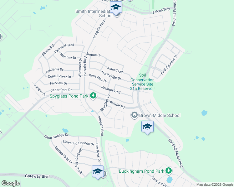 map of restaurants, bars, coffee shops, grocery stores, and more near 2022 Preston Trail in Forney