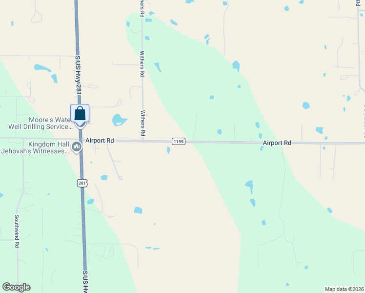 map of restaurants, bars, coffee shops, grocery stores, and more near Airport Road in Mineral Wells