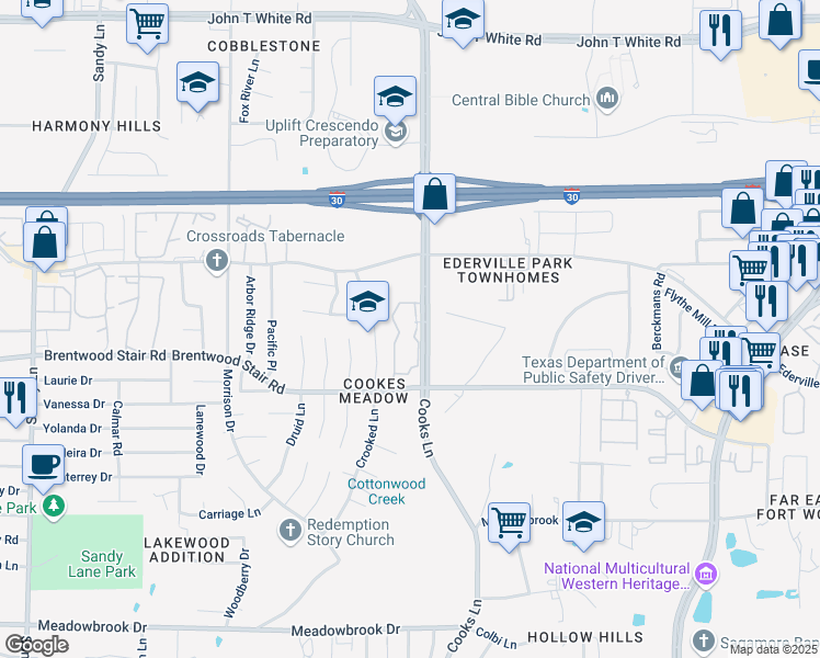 map of restaurants, bars, coffee shops, grocery stores, and more near in Fort Worth