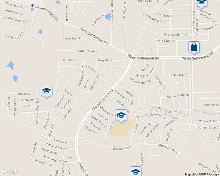 map of restaurants, bars, coffee shops, grocery stores, and more near 10301 Lone Pine Ln in Fort Worth