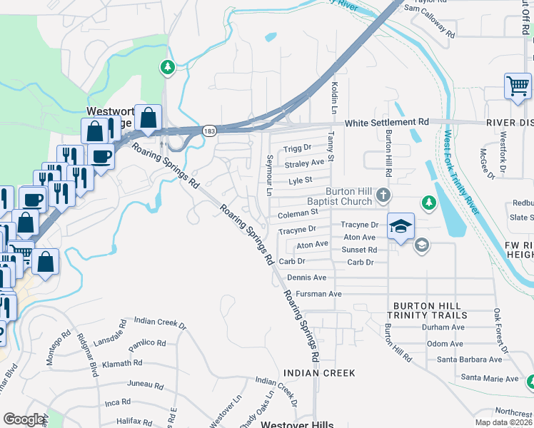map of restaurants, bars, coffee shops, grocery stores, and more near 812 Dunham Close in Westworth Village