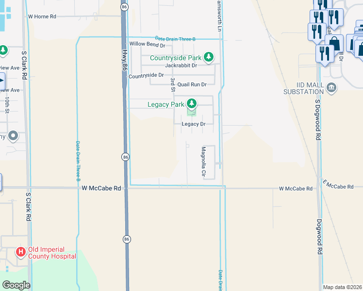 map of restaurants, bars, coffee shops, grocery stores, and more near 1462-1498 McCabe Cove Rd in El Centro
