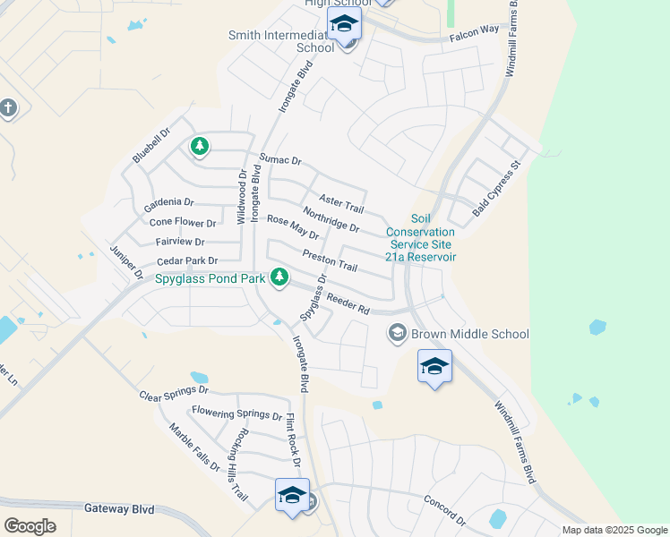 map of restaurants, bars, coffee shops, grocery stores, and more near 2028 Preston Trail in Forney