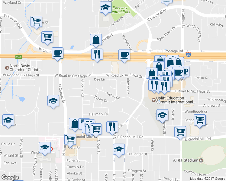 map of restaurants, bars, coffee shops, grocery stores, and more near 1402 Nelson Terrace in Arlington
