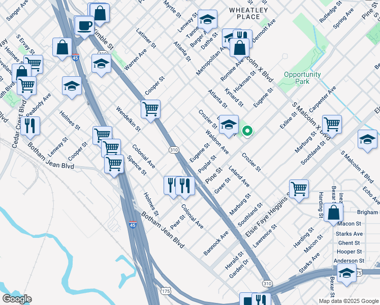 map of restaurants, bars, coffee shops, grocery stores, and more near in Dallas