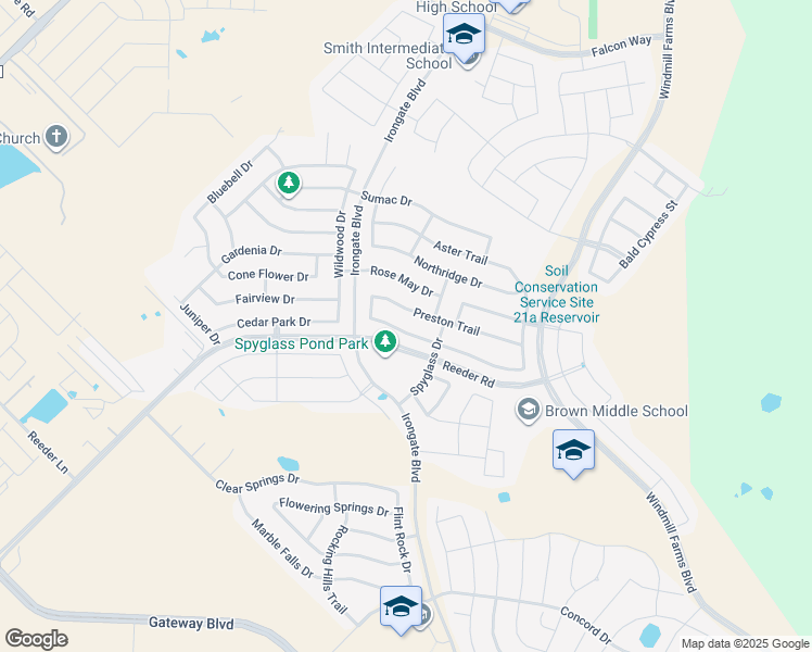 map of restaurants, bars, coffee shops, grocery stores, and more near 2110 Chisolm Trail in Forney