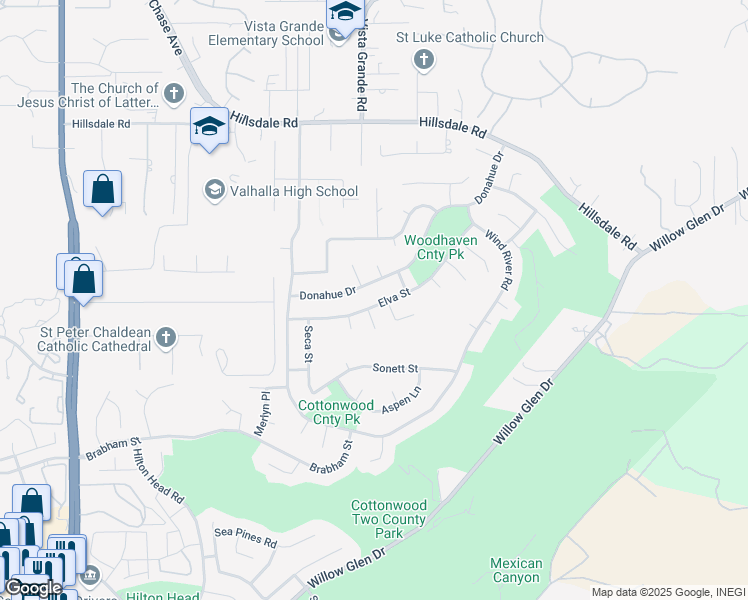 map of restaurants, bars, coffee shops, grocery stores, and more near 1950 Elva Street in El Cajon