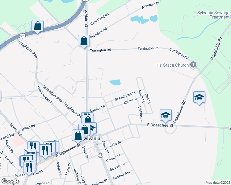 map of restaurants, bars, coffee shops, grocery stores, and more near 211 Saint Andrews Street in Sylvania