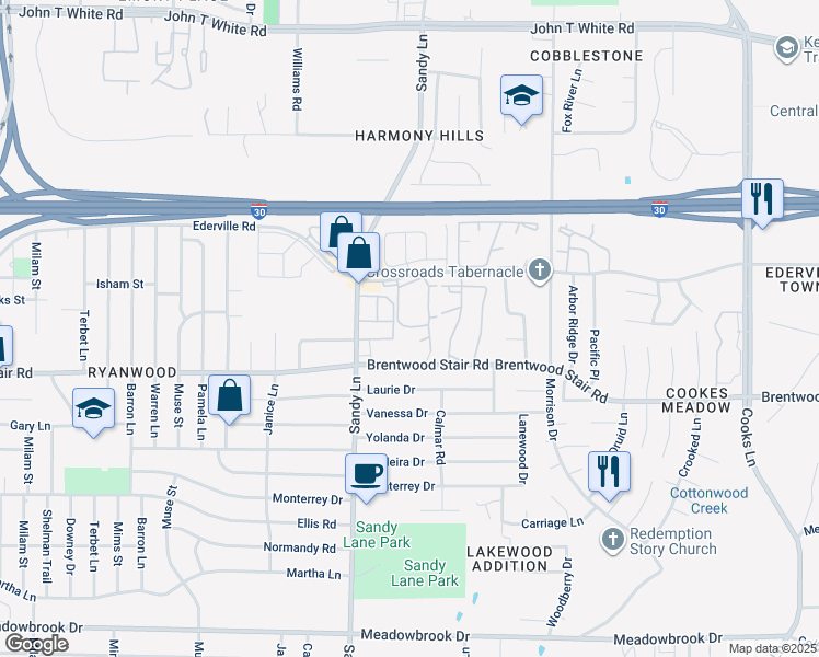 map of restaurants, bars, coffee shops, grocery stores, and more near 1466 Carol Oaks Lane in Fort Worth