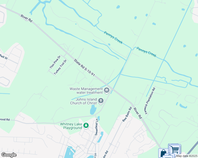 map of restaurants, bars, coffee shops, grocery stores, and more near 1464 River Road in Johns Island