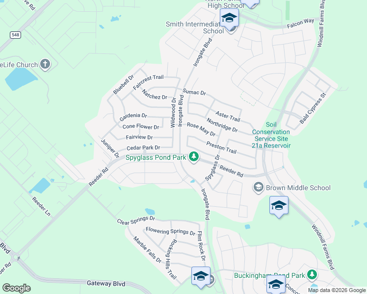 map of restaurants, bars, coffee shops, grocery stores, and more near 2125 Chisolm Trail in Forney