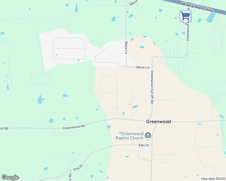 map of restaurants, bars, coffee shops, grocery stores, and more near 3680 Greenwood Road in Weatherford