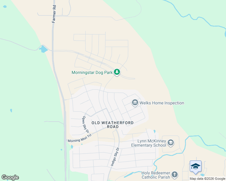 map of restaurants, bars, coffee shops, grocery stores, and more near 260 Mineral Point Drive in Weatherford
