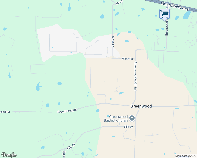 map of restaurants, bars, coffee shops, grocery stores, and more near 3680 Greenwood Road in Weatherford