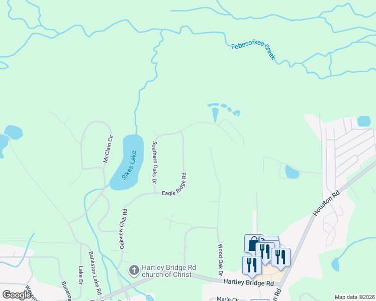 map of restaurants, bars, coffee shops, grocery stores, and more near 359 Eagle Ridge Road in Macon