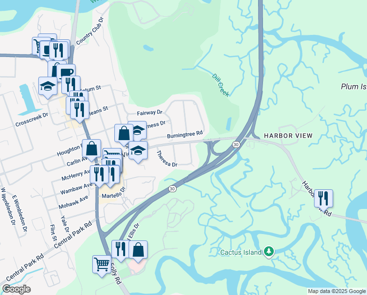 map of restaurants, bars, coffee shops, grocery stores, and more near 512 Joseph Street in Charleston