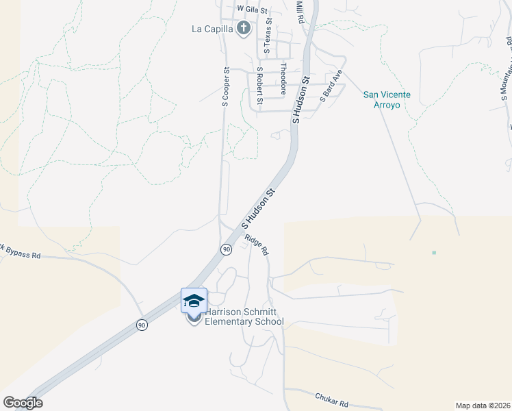 map of restaurants, bars, coffee shops, grocery stores, and more near State Highway 90 in Silver City