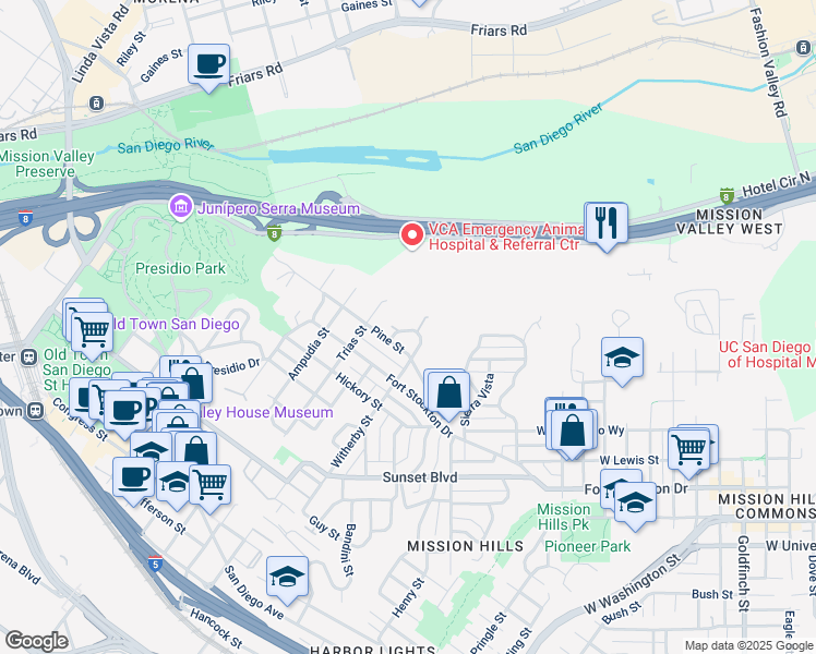 map of restaurants, bars, coffee shops, grocery stores, and more near 4472 Hortensia Street in San Diego
