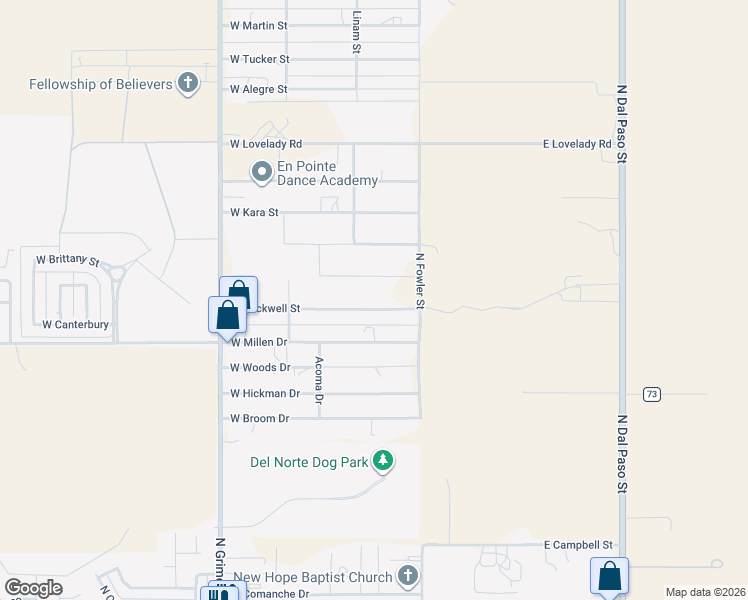 map of restaurants, bars, coffee shops, grocery stores, and more near 302 West Sockwell Street in Hobbs