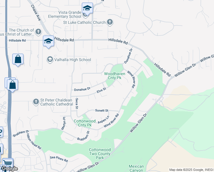 map of restaurants, bars, coffee shops, grocery stores, and more near 2018 Elva Street in El Cajon