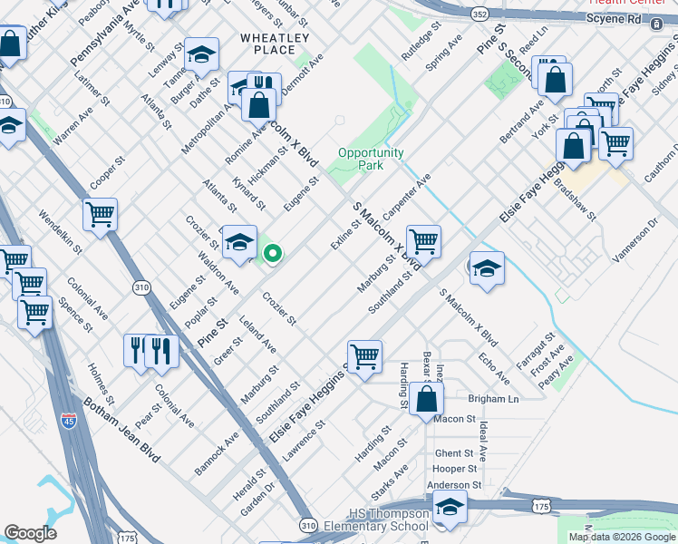 map of restaurants, bars, coffee shops, grocery stores, and more near 4309 Myrtle Street in Dallas