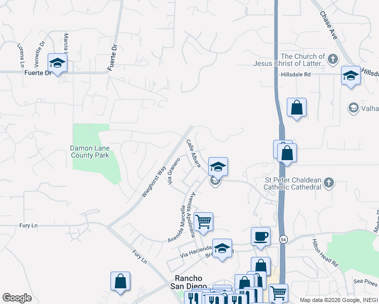 map of restaurants, bars, coffee shops, grocery stores, and more near 11910 Calle Limonero in El Cajon