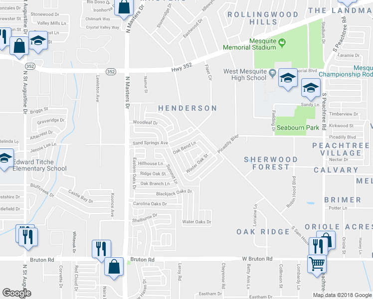 map of restaurants, bars, coffee shops, grocery stores, and more near 2608 Oak Bend Lane in Dallas