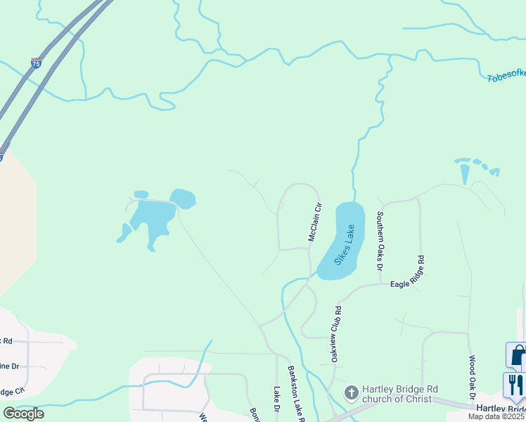 map of restaurants, bars, coffee shops, grocery stores, and more near 404 Bellerive Trace in Macon