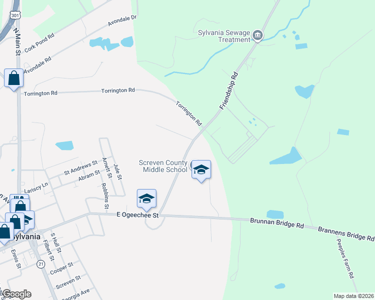 map of restaurants, bars, coffee shops, grocery stores, and more near 175 Friendship Road in Sylvania