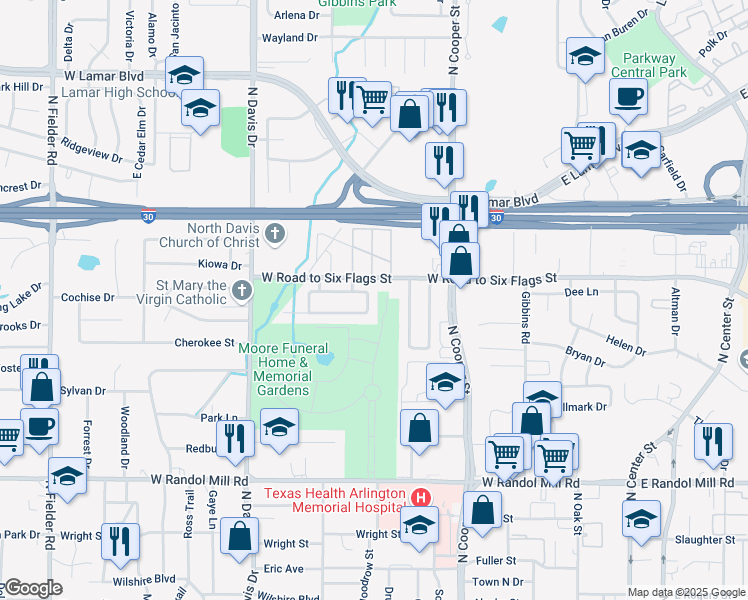 map of restaurants, bars, coffee shops, grocery stores, and more near 1515 Norway Pine Street in Arlington