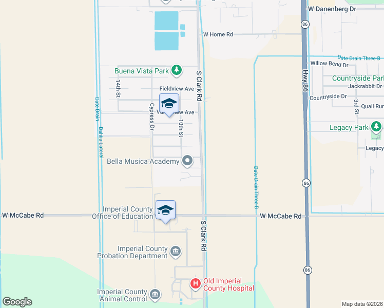 map of restaurants, bars, coffee shops, grocery stores, and more near 899 Desertview Avenue in El Centro