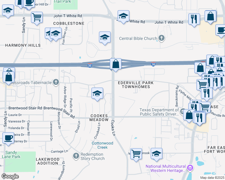 map of restaurants, bars, coffee shops, grocery stores, and more near in Fort Worth