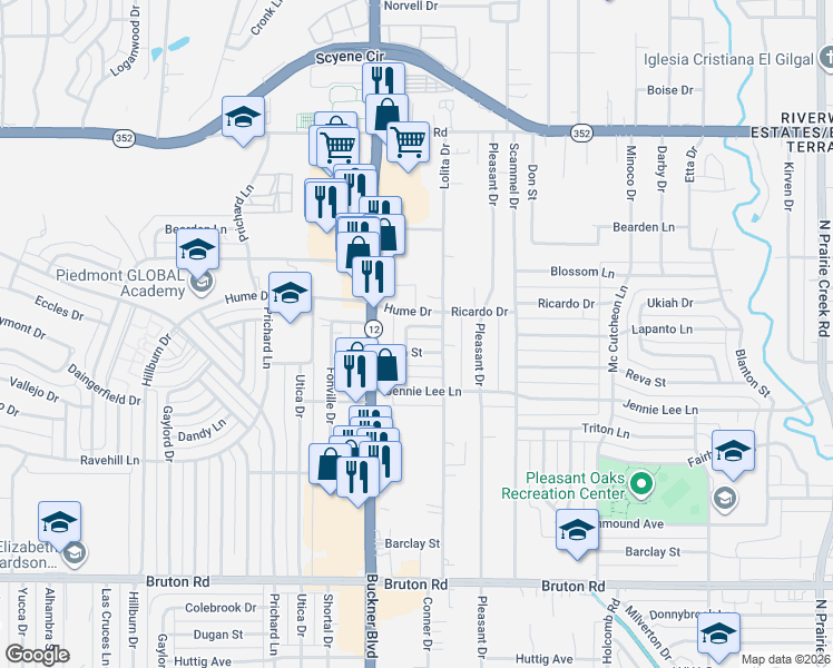 map of restaurants, bars, coffee shops, grocery stores, and more near 8138 Cavalier Cir in Dallas