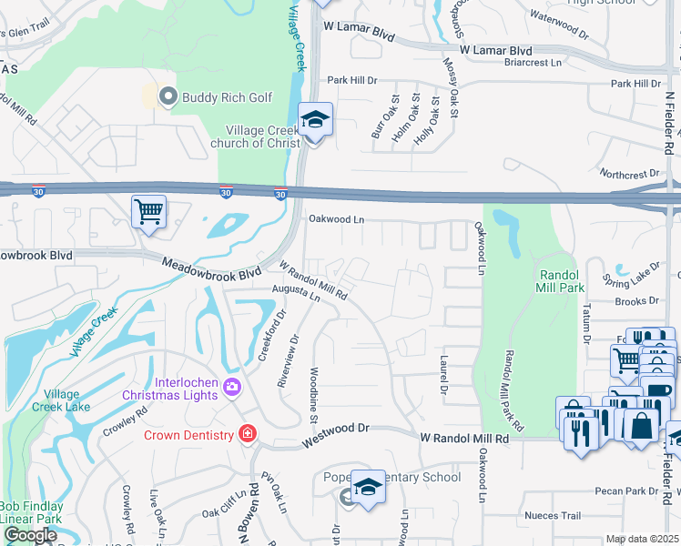 map of restaurants, bars, coffee shops, grocery stores, and more near 1519 San Francisco Court in Arlington