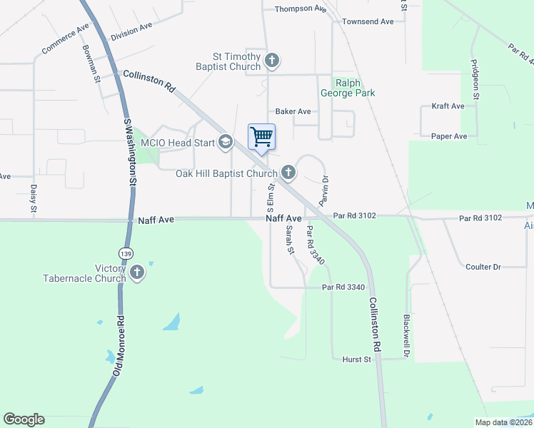 map of restaurants, bars, coffee shops, grocery stores, and more near 1801-1999 South Elm Street in Bastrop